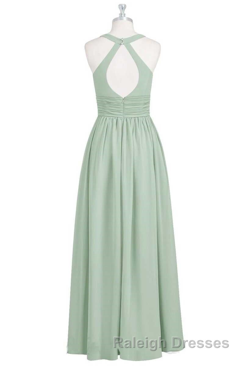 Sage Green V Neck Backless A Line Bridesmaid Dresses Secondary image