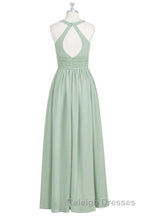 Sage Green V Neck Backless A Line Bridesmaid Dresses