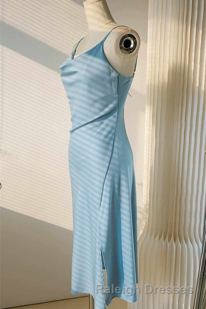 Ice Blue Cowl Neck Mid-Calf Length Bridesmaid Dress Secondary image