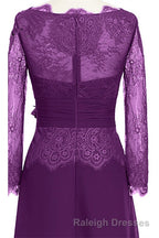 Ruffles Purple Lace Long Mother of the Bride Dress