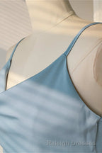 Ice Blue Cowl Neck Mid-Calf Length Bridesmaid Dress