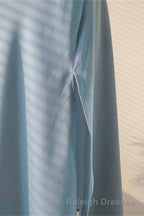 Ice Blue Cowl Neck Mid-Calf Length Bridesmaid Dresses