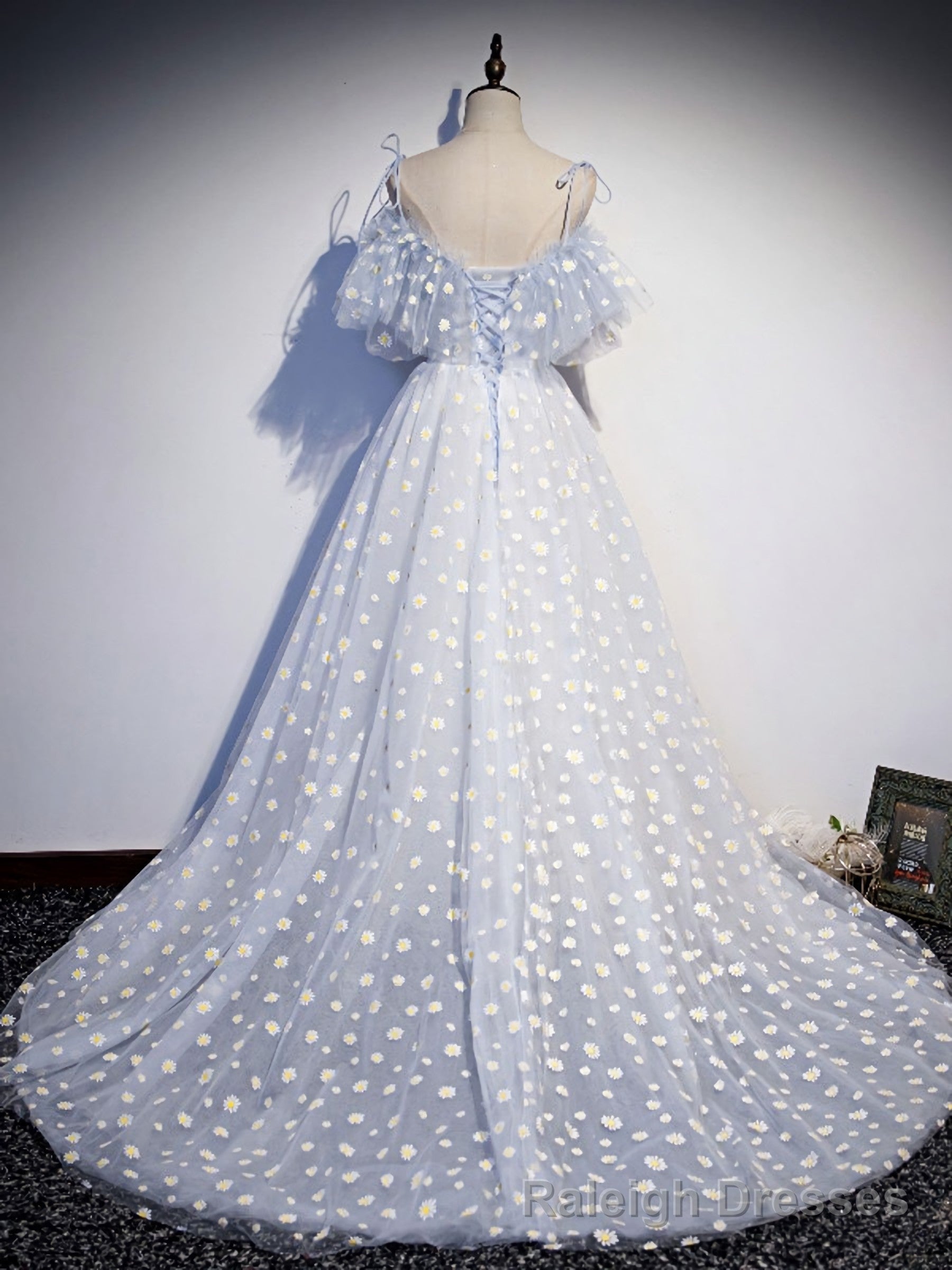 Blue Sweetheart Tulle Long Prom Dress, Blue Tulle Formal Dress, 1 Secondary image