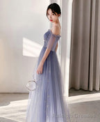 Blue Tulle Lace Long Prom Dress Blue Tulle Lace Prom Dress 3
