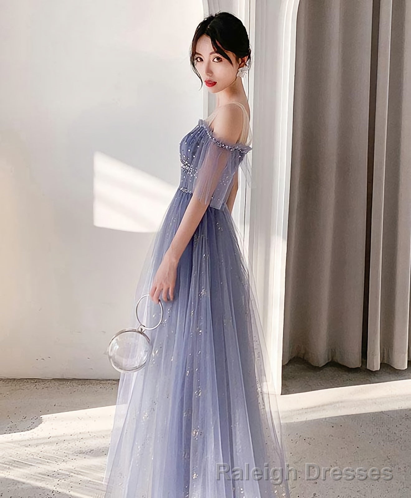 Blue Tulle Lace Long Prom Dress Blue Tulle Lace Prom Dress 3
