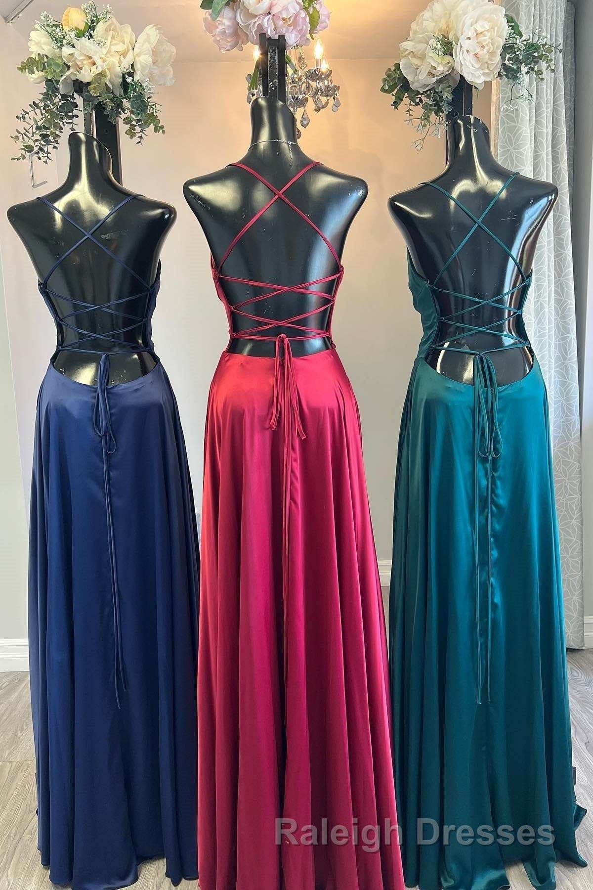 Simple Scoop Neck Lace-Up Back A-Line Formal Dress Secondary image