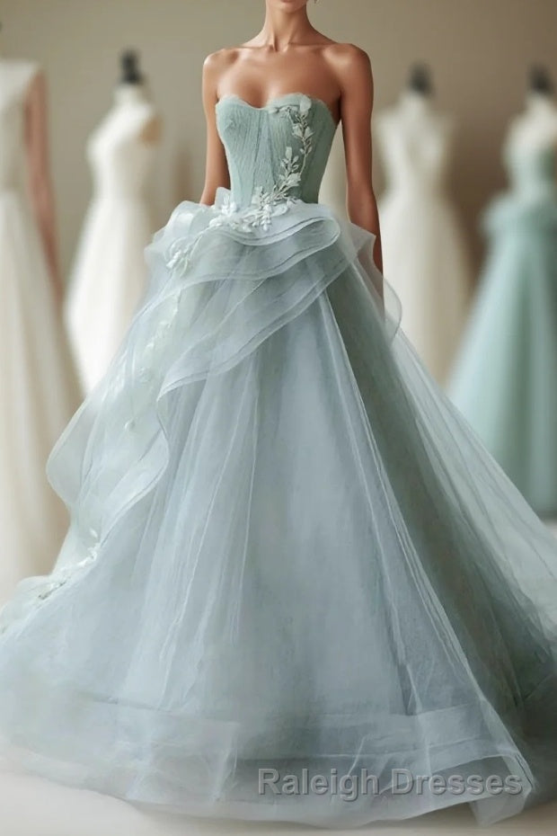 Unique Tulle Lace Long Prom Gown Tulle Lace Prom Dresses