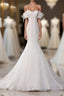 White Sequin Mermaid Long Prom Dresses White Wedding Dresses