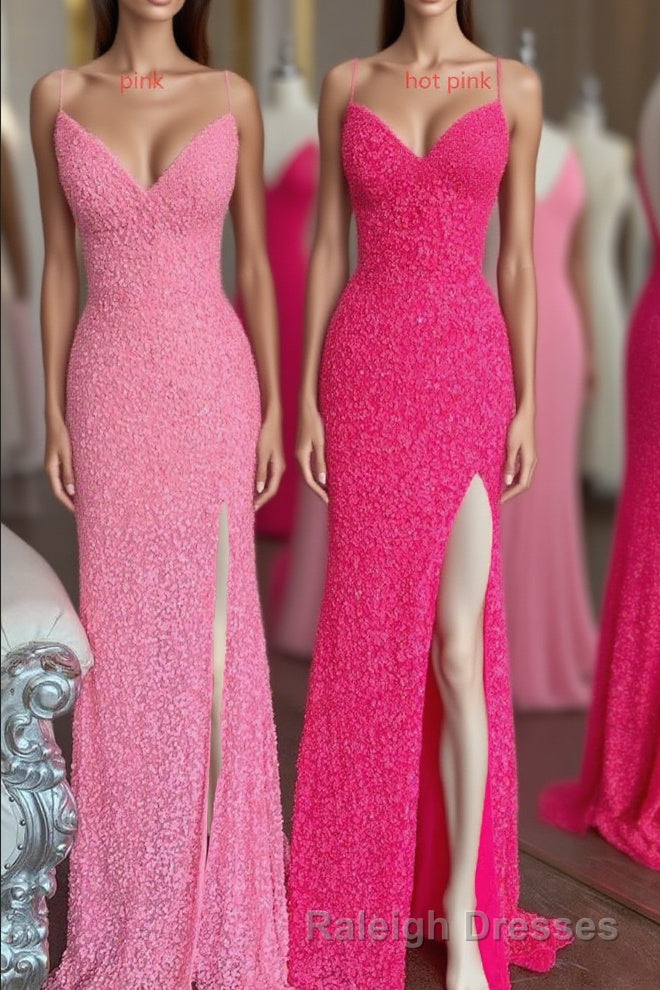 Flattering Mermaid Hot Pink Long Party Dress Main image