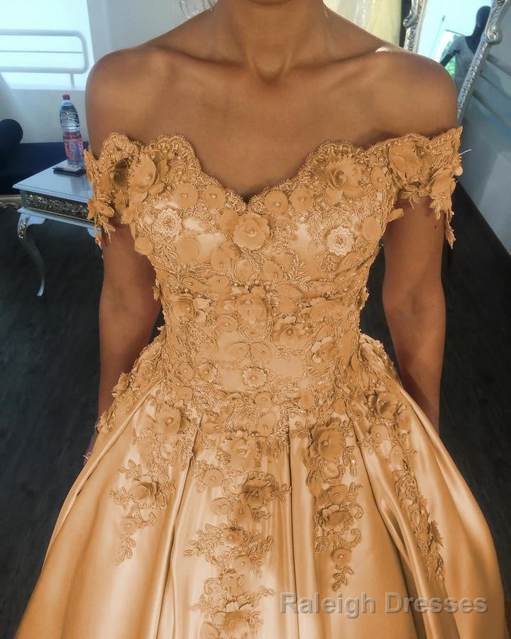 Charming Satin Off Shoulder Flowers Dusty Rose Ball Dresses Secondary image