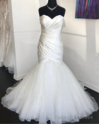 2026 Sexy Mermaid Organza With Satin Sweetheart Pleated Wedding Dresses
