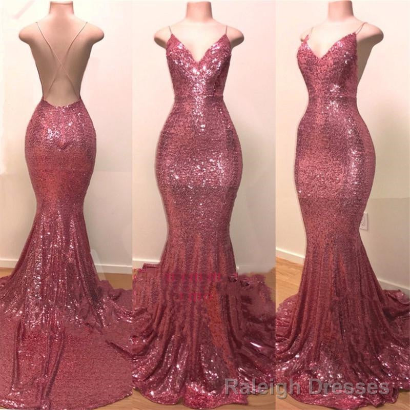 2025 Sexy Pink Sweetheart Backless Sequence Mermaid Prom Dresses Main image