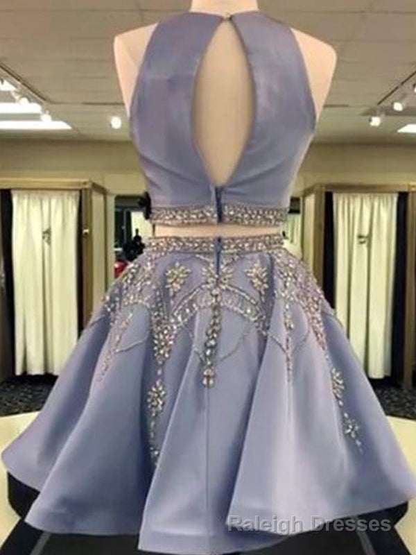 2026 A Line Jewel Neck Sleeveless Cut Out Back Beading Two Piece Cut Short Mini Homecoming Dresses Secondary image