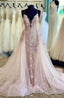 Cheap 2026 Pearl Pink Tulle Halter V Neck Lace Detachable Train Prom Dresses