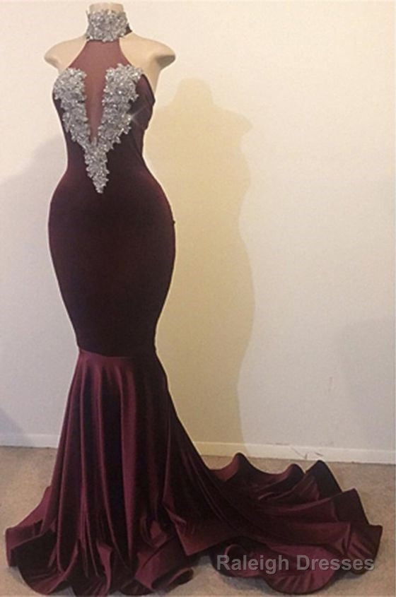 2026 New Arrival High Neck Grape Beaded Mermaid Prom Dresses