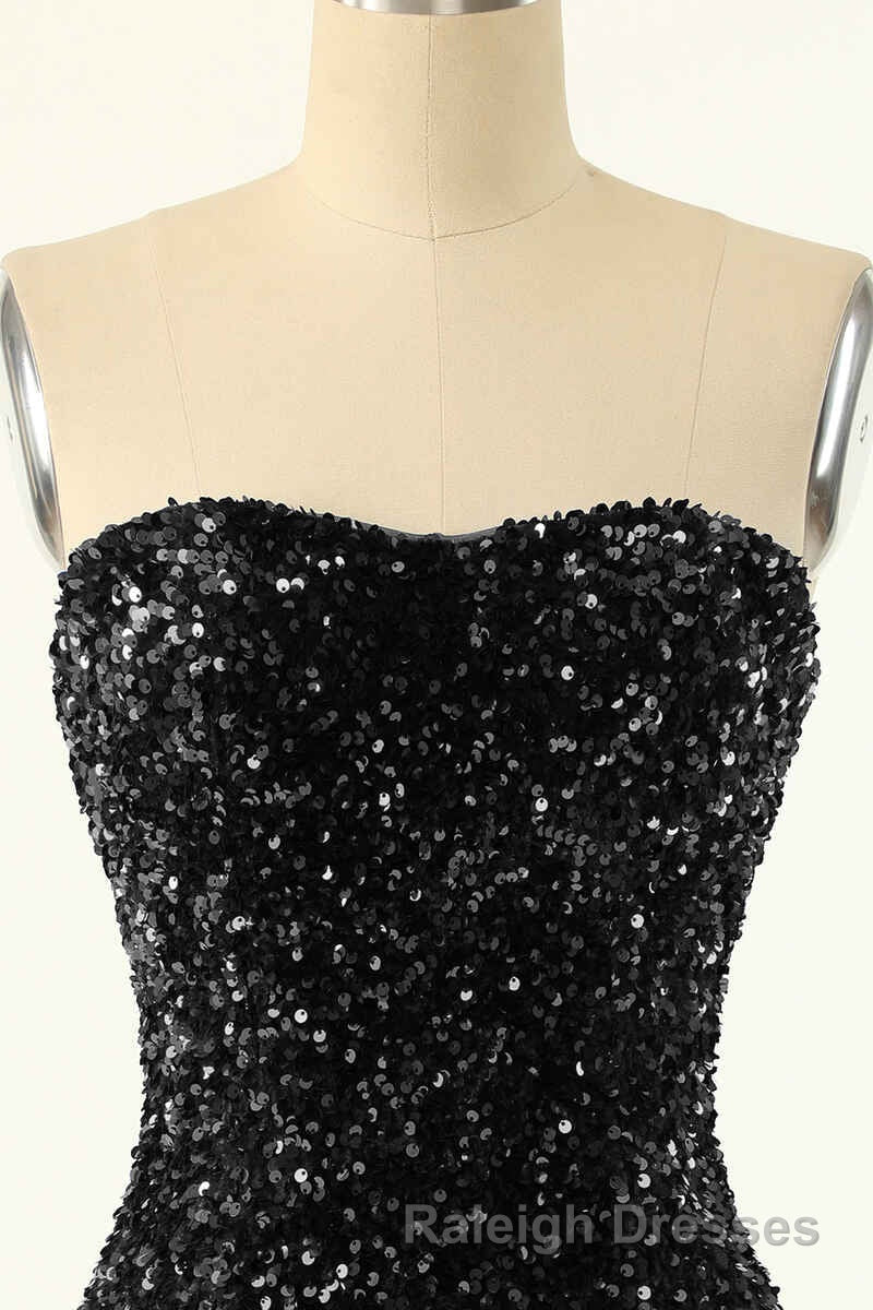 Royal Blue Sequin Strapless Mini Homecoming Dresses