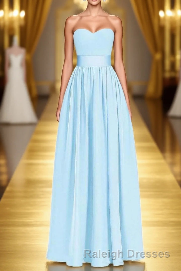 Light Blue Sweetheart A Line Bridesmaid Dresses with Slit Main image