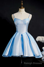 Princess Blue High-Waist A-Line Short Homecoming Dress
