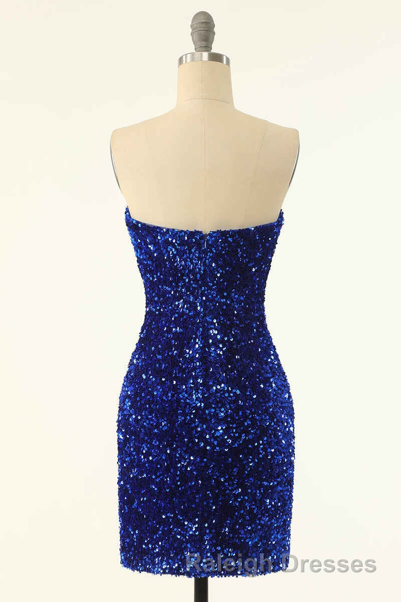 Royal Blue Sequin Strapless Mini Homecoming Dress Secondary image
