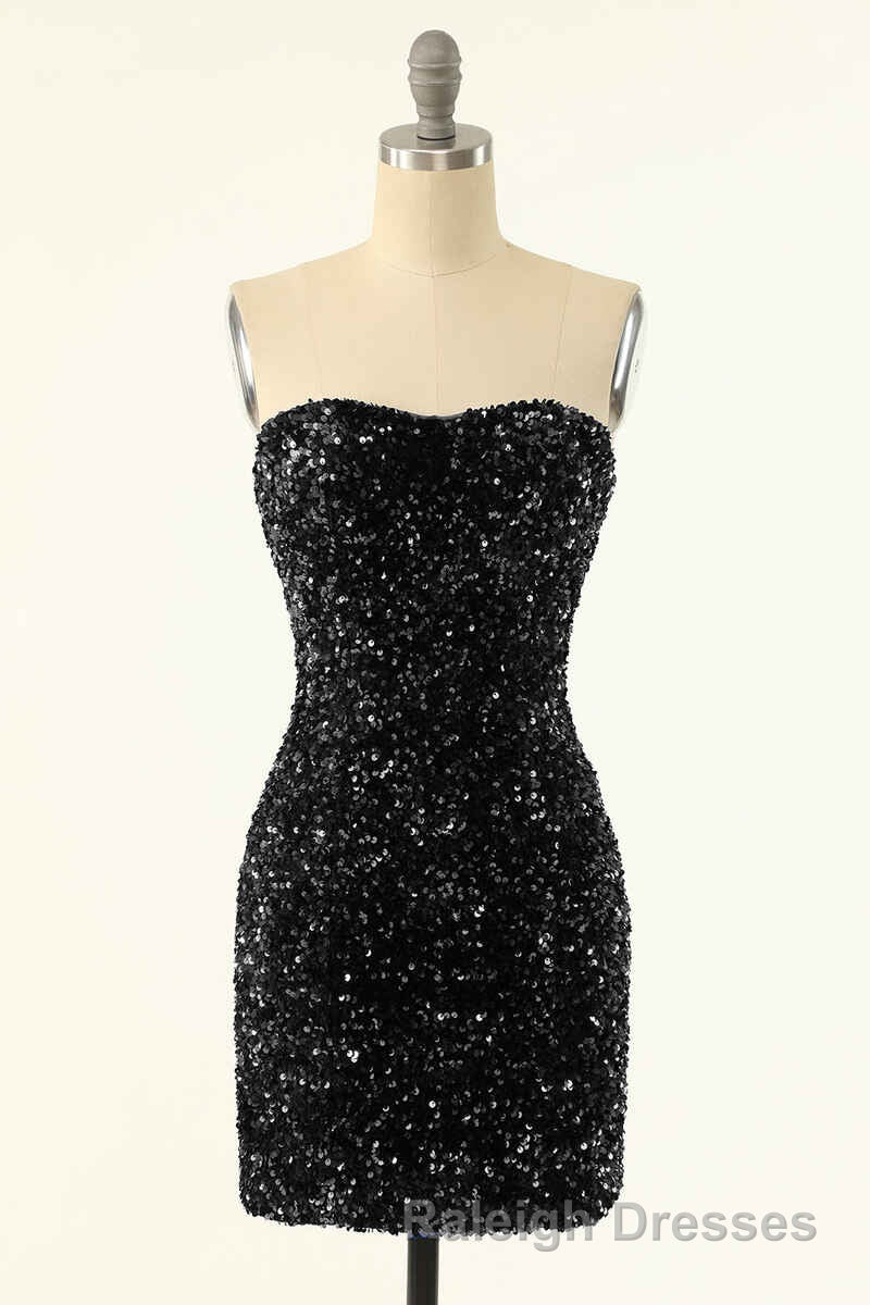 Royal Blue Sequin Strapless Mini Homecoming Dresses