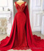 2025 Red Tulle With Appliques Long Satin Sheath Prom Dress