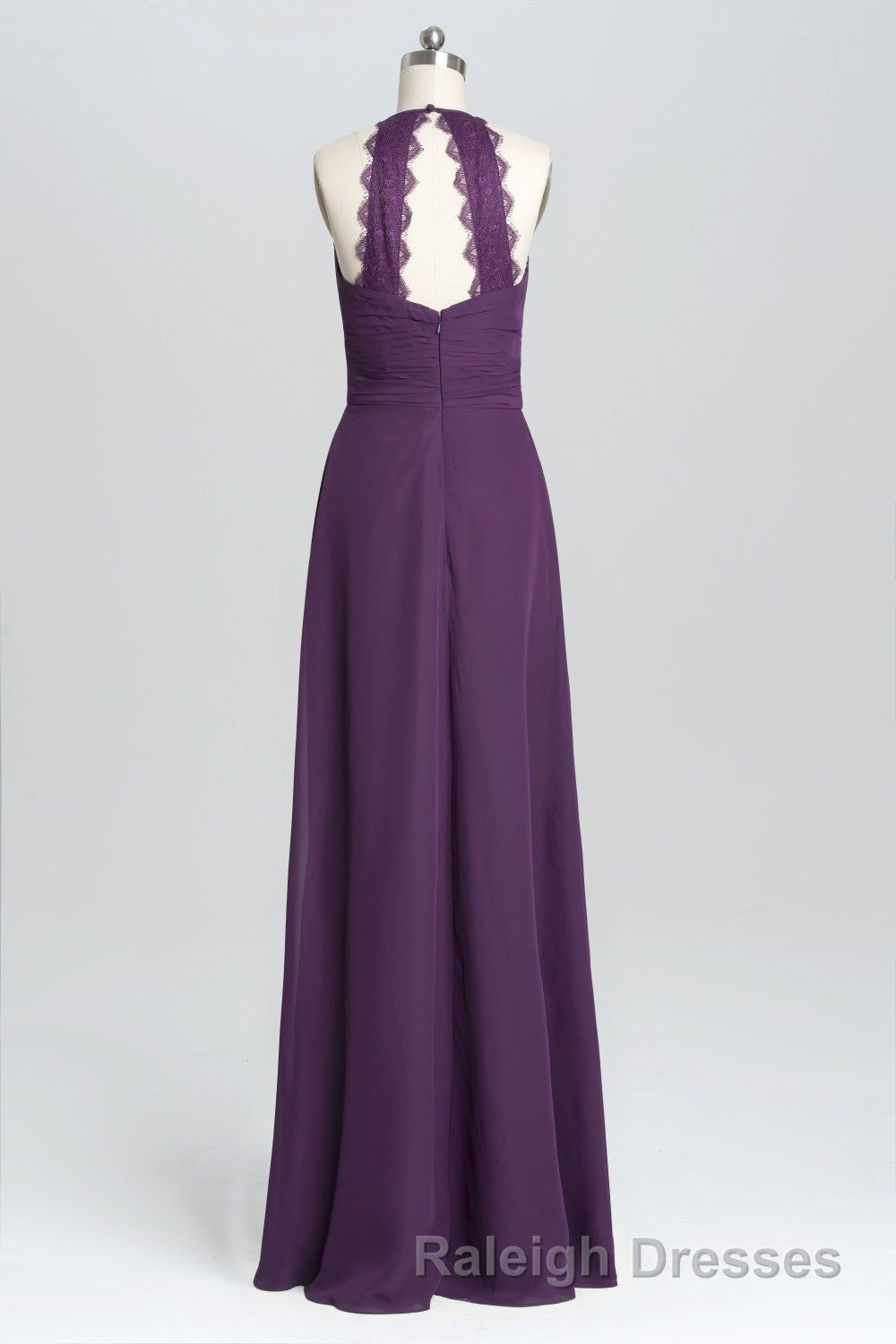 Purple Halter A-line Pleated Long Bridesmaid Dress Secondary image