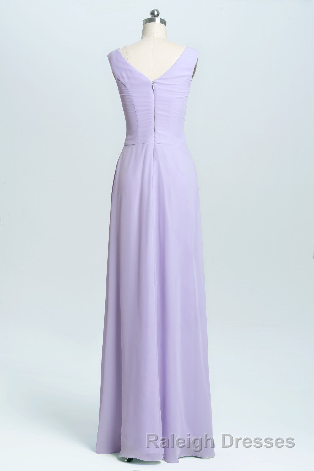 Lavender Chiffon A-line Ruffles Long Bridesmaid Dress