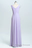 Lavender Chiffon A-line Ruffles Long Bridesmaid Dress
