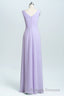 Lavender Chiffon A Line Ruffles Long Bridesmaid Dresses