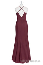 Burgundy Chiffon Cross-Back Mermaid Long Bridesmaid Dress