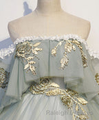 Green Tulle Lace Long Prom Dresses Green Tulle Sweetheart Dresses