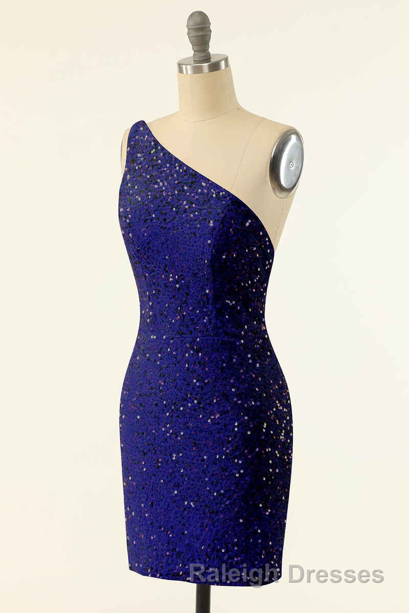 Pink Sequin One-Shoulder Backless Short Formal Dress Secondary image