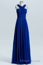 Royal Blue A-line Chiffon Long Convertible Bridesmaid Dress