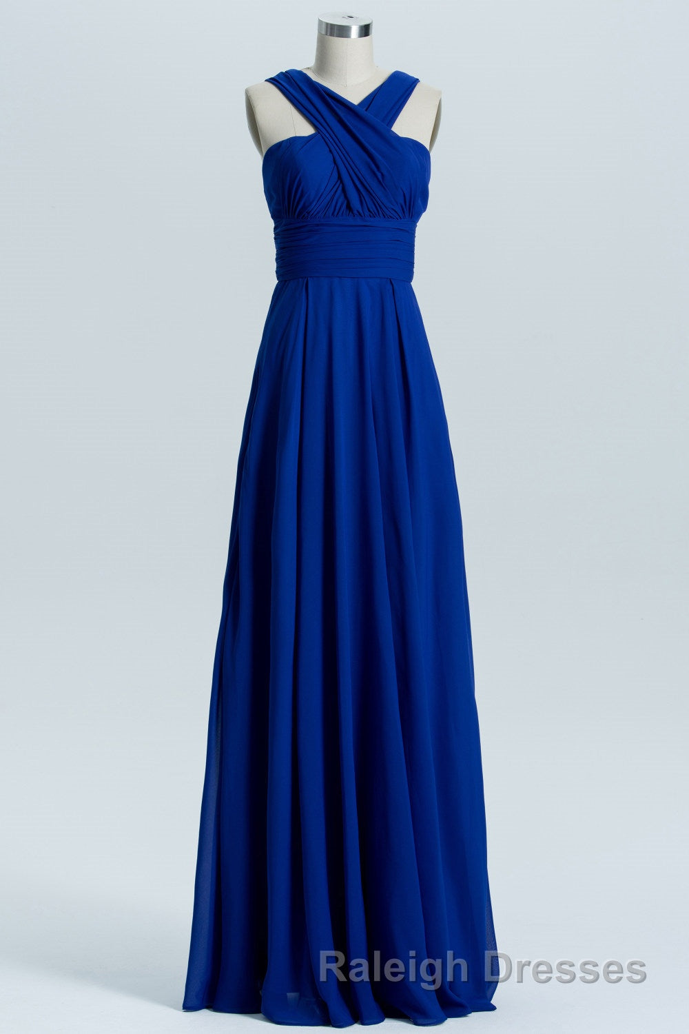Royal Blue A-line Chiffon Long Convertible Bridesmaid Dress