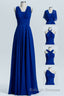 Royal Blue A-line Chiffon Long Convertible Bridesmaid Dress