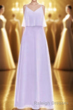 Lavender Chiffon Straps Ruffled A Line Bridesmaid Dresses