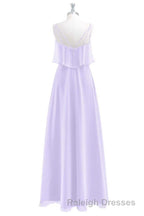 Lavender Chiffon Straps Ruffled A-Line Bridesmaid Dress