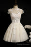 Ivory Sweetheart Cap Sleeve Short Prom Dress with Butterflies