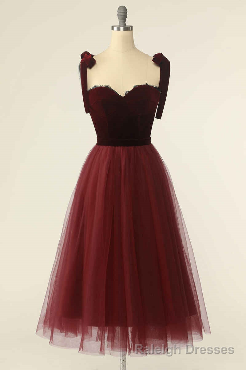 Wine Red Sweetheart Tie-Strap A Line Short Formal Dress Main image