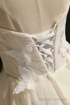 Ivory Sweetheart Cap Sleeve Short Prom Dress with Butterflies