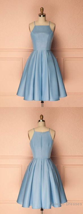 Light Blue Short Knee-Length Bridesmaid DressesProm Dresses