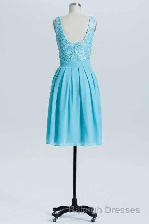 Princess Blue Lace and Chiffon Short A Line Homecoming Dresses Secondary image