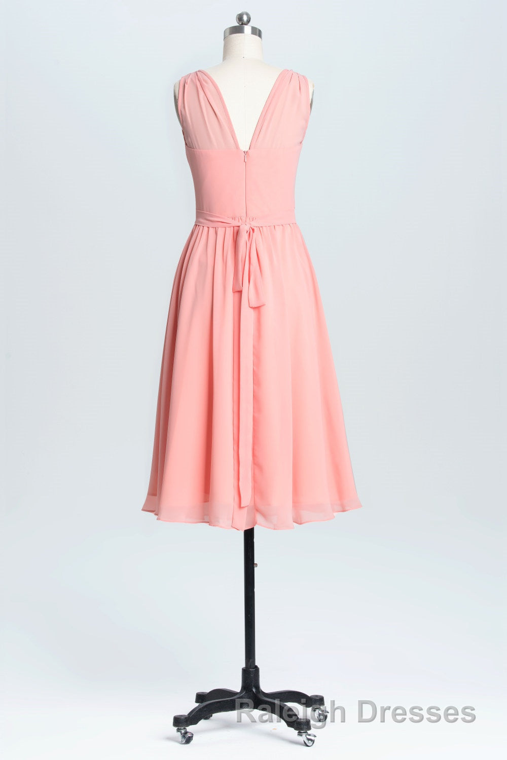 Simple Coral A Line Short Chiffon Dresses