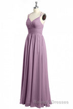 Burgundy Chiffon Spaghetti Straps A Line Long Bridesmaid Dresses