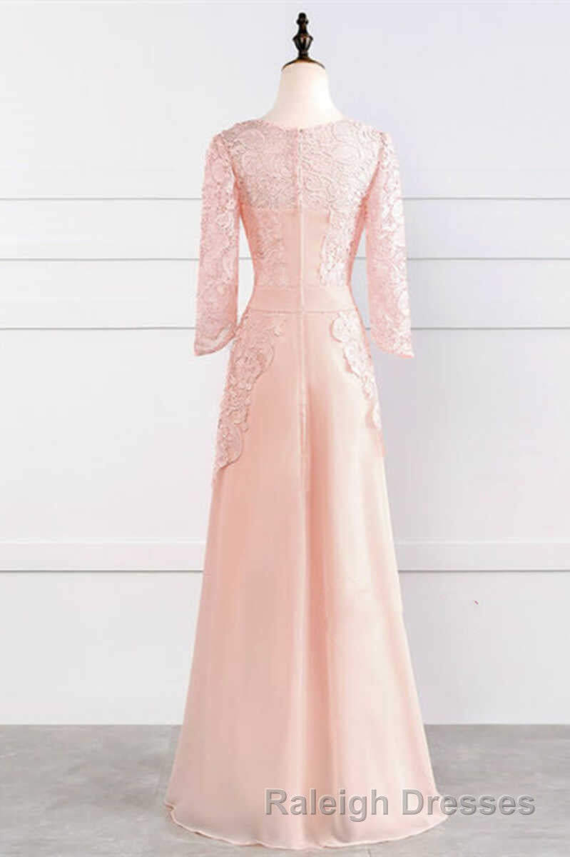 Pink Rhinestone Half Sleeve A-Line Long Mother of the Bride Dress Secondary image