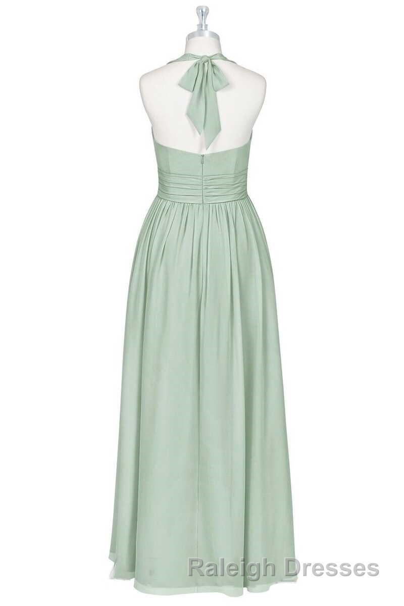 Sage Green Chiffon Halter Backless A Line Bridesmaid Dresses