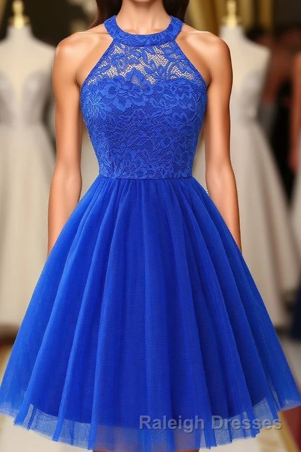 Halter Royal Blue Lace Dress Main image