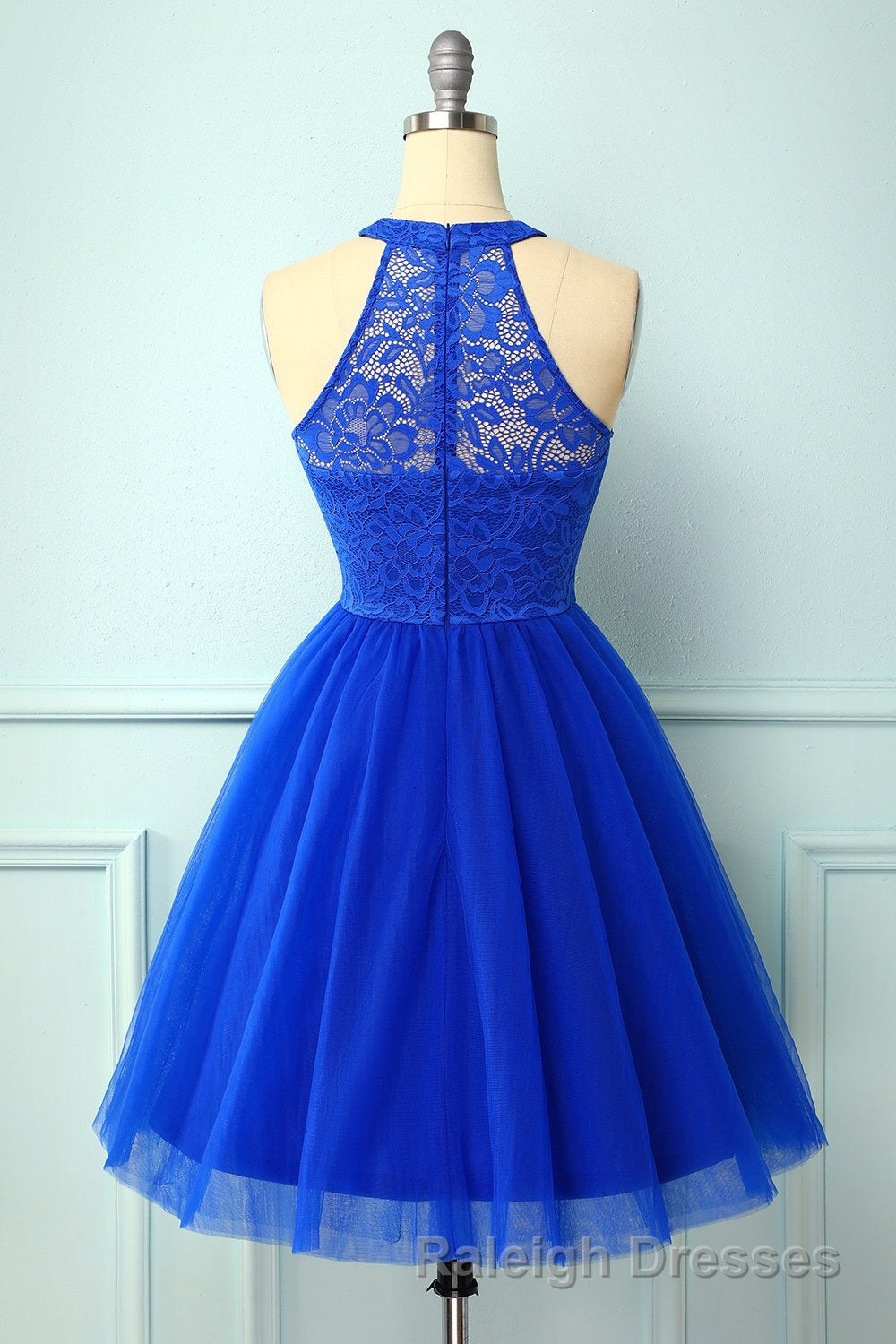 Halter Royal Blue Lace Dress Secondary image