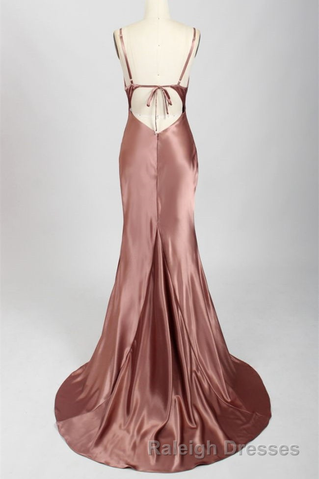 Rose Mermaid Cowl Neck Long Bridesmaid Dresses Secondary image