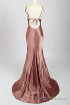 Rose Mermaid Cowl Neck Long Bridesmaid Dresses